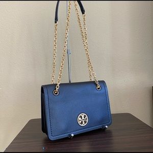 Tory Burch black Carson Convertible shoulder Leather Cross Body Bag